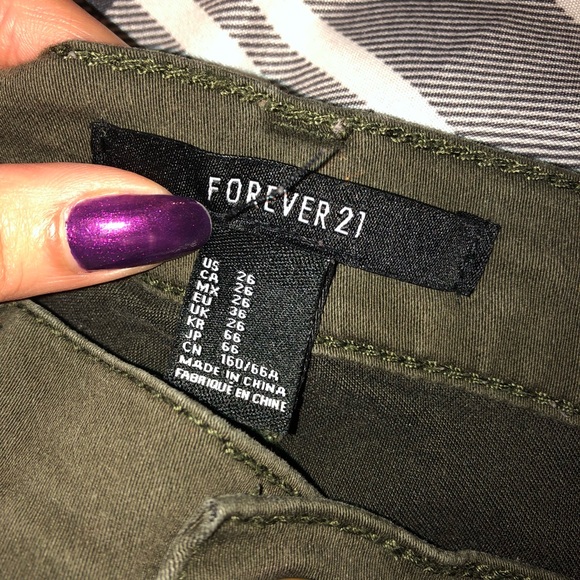 F21 Olive Green skinny jeans - Picture 6 of 8